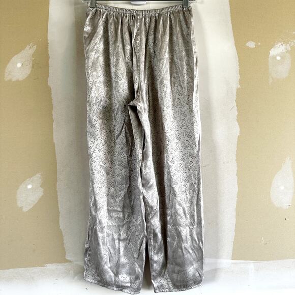 Victoria's Secret Floral Silky Lounge Pant Drawstring Mid Rise Pajama Silver XS - Picture 5 of 5